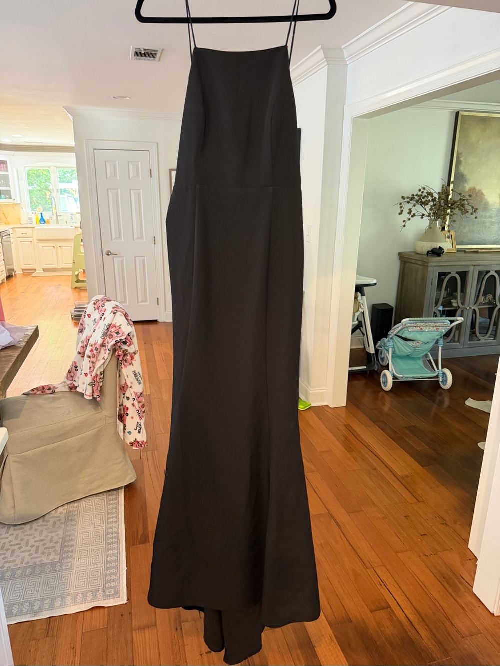 Elegant Black Spaghetti-Strap Maxi Dress